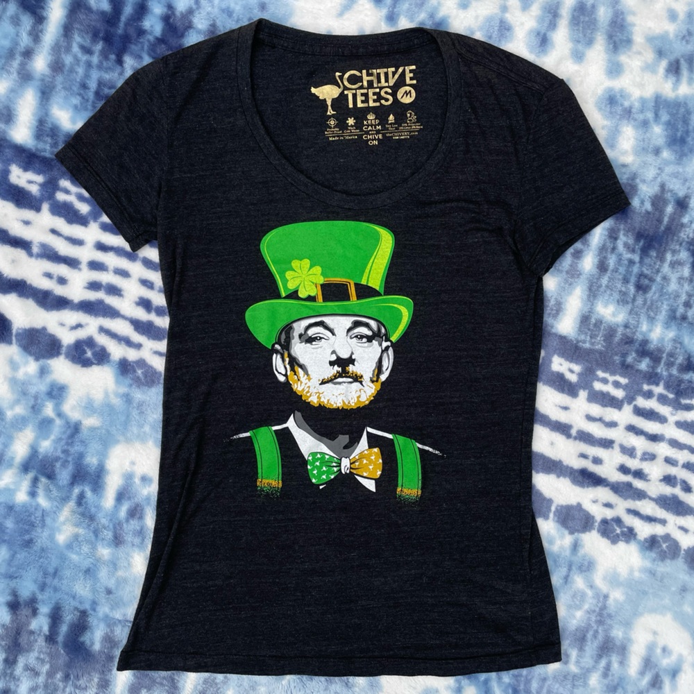 Keep Calm and Chive on Tees Bill Murray St Patricks Day T-shirt Charcoal Gray